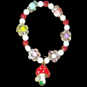 Girls alloy mushroom pendant bracelet